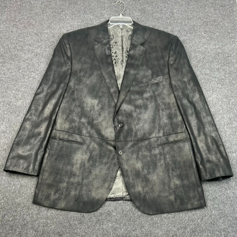 Cremieux Monet Sport Jacket Black Faux Suede Leather Paisley Soft Sz 50R - Picture 2 of 16